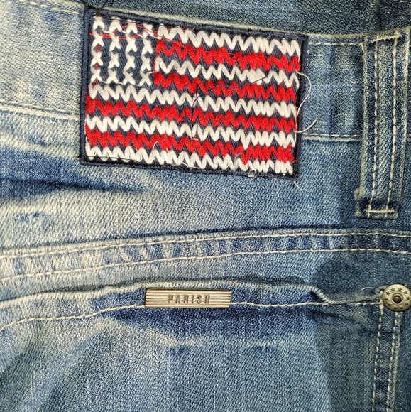 Parish Nation Distressed Denim Floral Pocket Jean Shorts - Picture 5 of 9